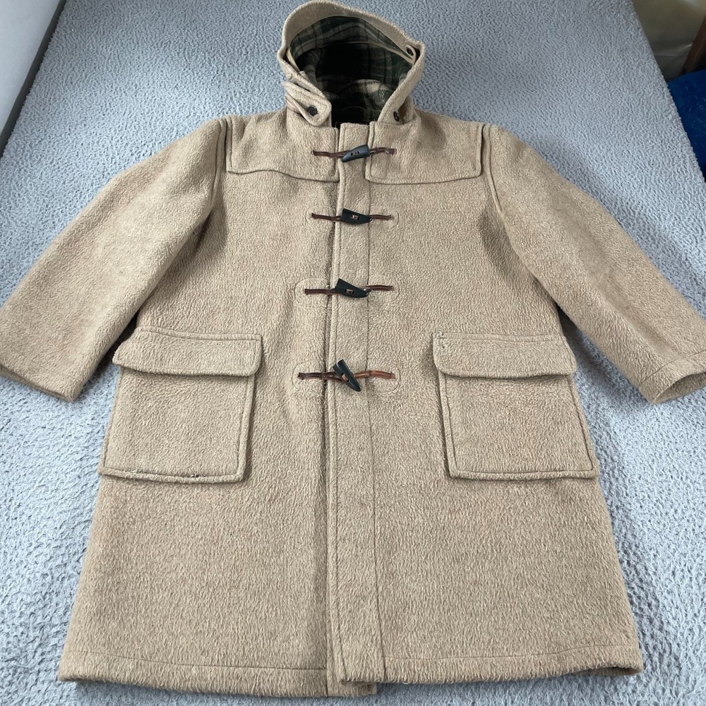 Vintage Gloverall Heavy Wool English‎ Duffle Coat Women's Size 12 Brown Plaid *
